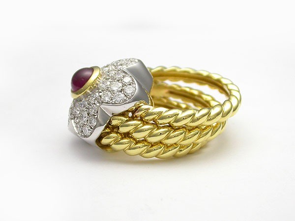 [ green shop pawnshop ] Ponte Vecchio ruby diamond ring K18YG/WG[ used ]