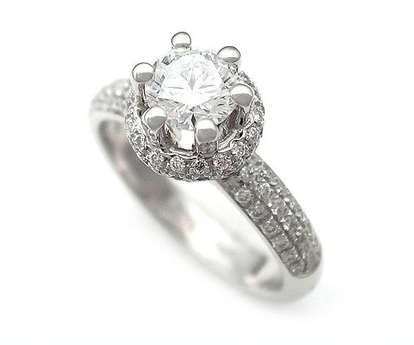 輝く高品質な E 0.50ct 【緑屋質屋】ダミアーニ ミヌーリング フルパヴェダイヤ VS2 Pt950【中古】 VG 指輪