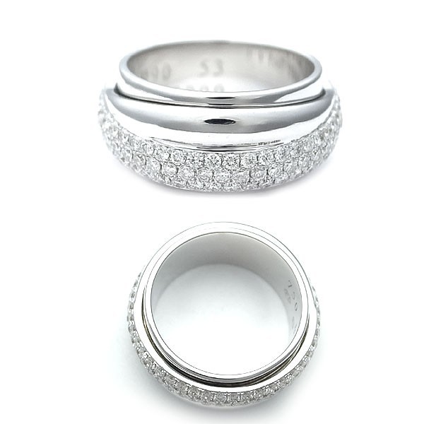[ green shop pawnshop ] Piaget poseshon Anne torulase ring with diamond #53 K18WG[ used ]