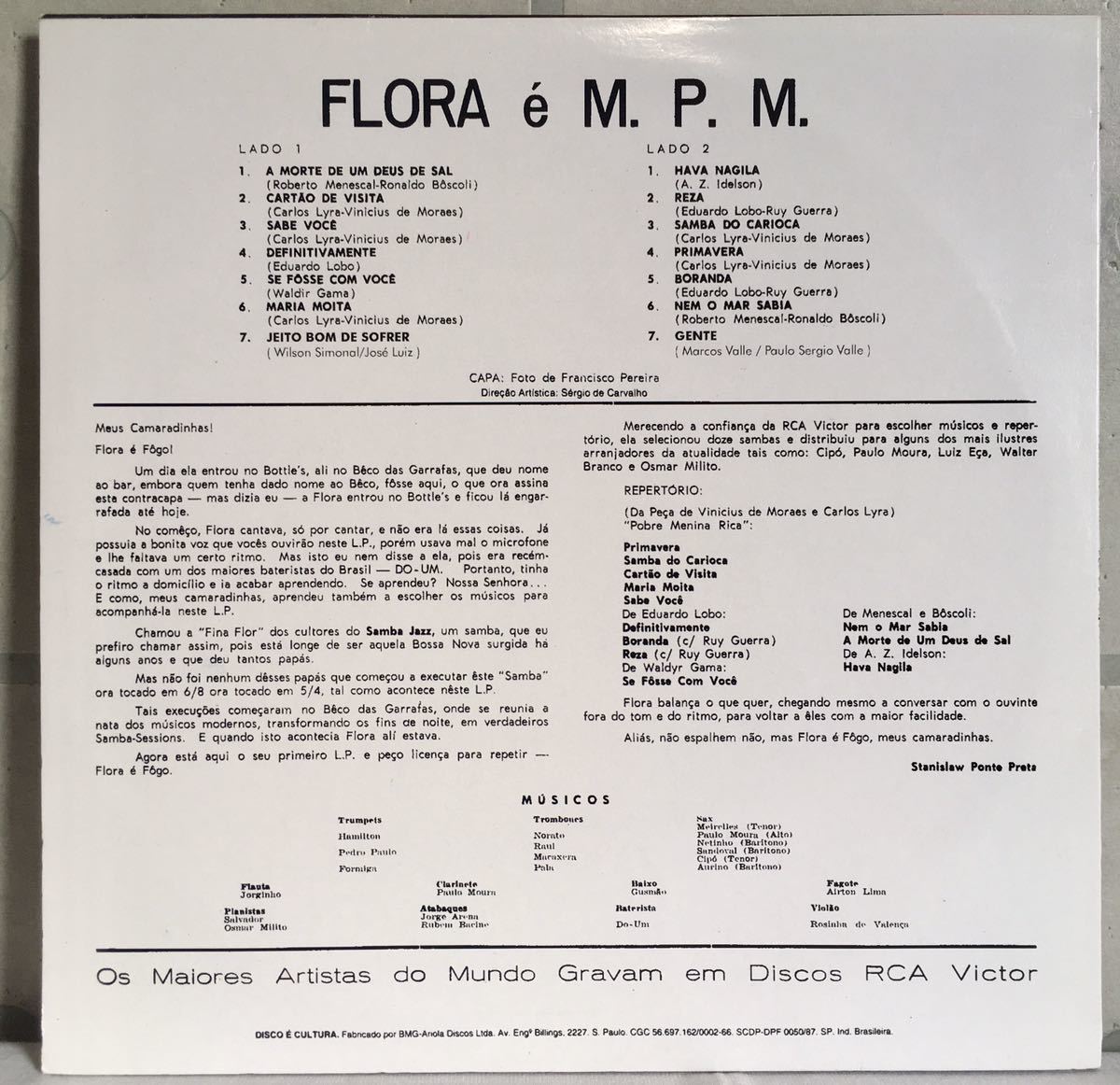 Brazil盤 MONO LP / Flora Purim - Flora E M.P.M. (MOFB Z.023) / MPB Jazz Latin Bossa-Nova / カルロス・リラ, エドゥ・ロボ/の画像2