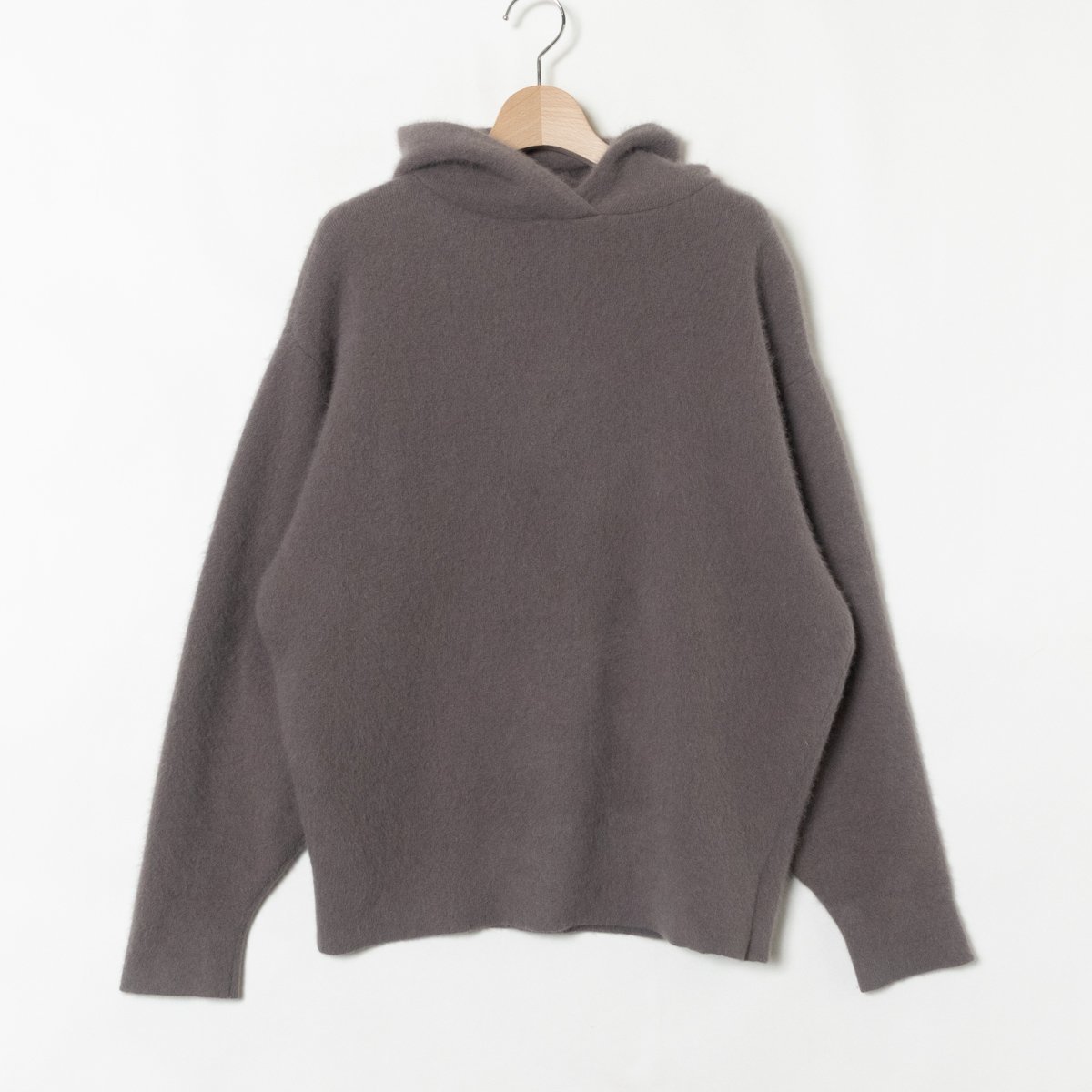BALLSEY ボールジィ ニット パーカー トップス フード ポリエステル グレー 綺麗め シンプル カジュアル 秋冬