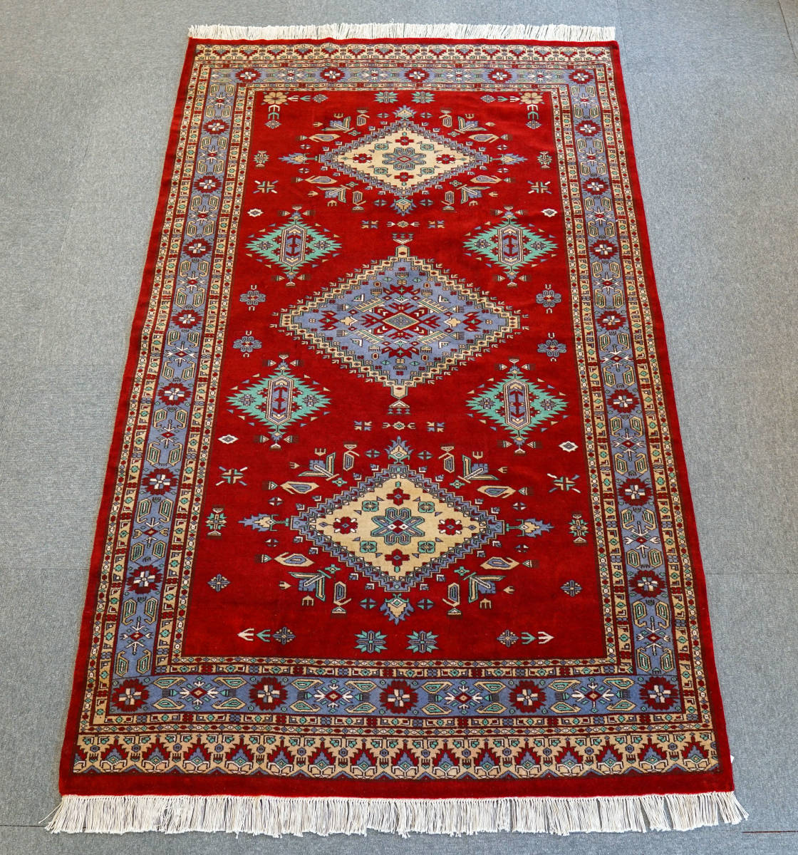 高品質パキスタン手織り絨毯 size 209×127cm ウール リビングラグ