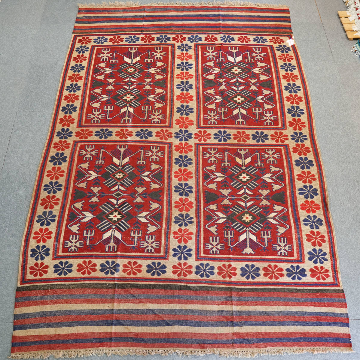 ペルシャオールド キリム 手織り絨毯 290×192cｍ ヴィンテージ ラグ-