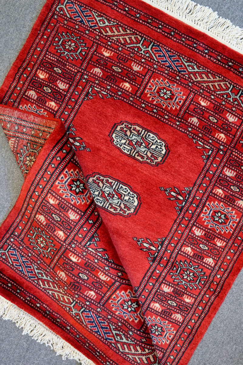 【在庫僅少】 パキスタン手織り絨毯 ウール size:114×80cm カーペット一般