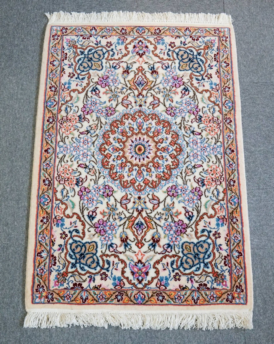 ペルシャ手織り絨毯 Size:90cm×60cm 玄関マット ナイン 家具