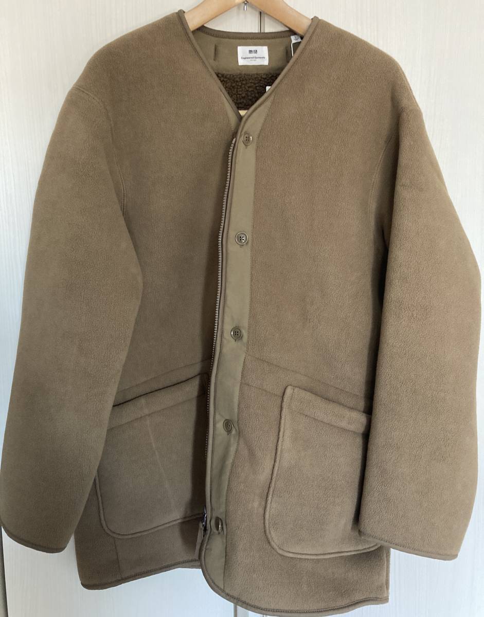 新品○UNIQLO Engineered Garments フリースノーカラーコート size.L BEIGE ユニクロ エンジニアードガーメンツ 鈴木大器_画像7