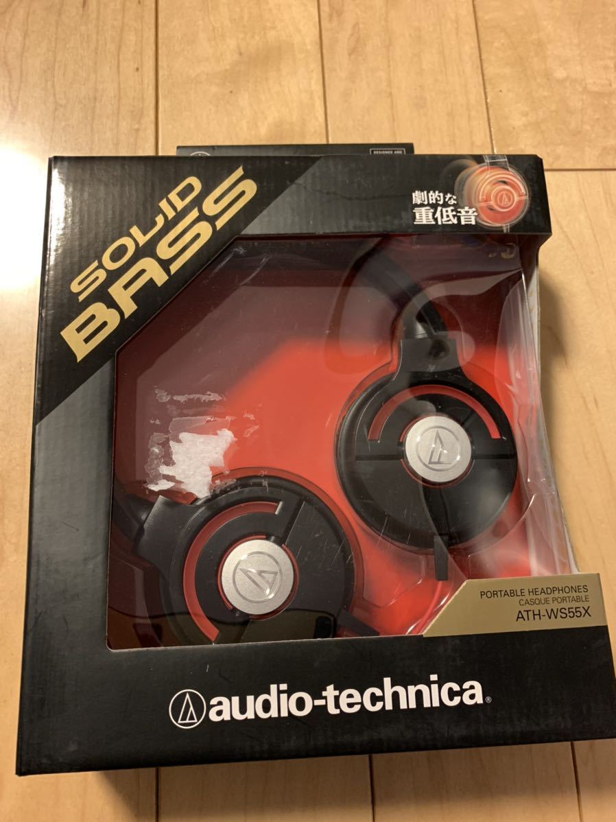 audio-technical オーディオテクニカ ポータブルヘッドホン ATH-WS55X 希望小売価格 ￥10,450 SOLID BASS 未使用品 劇的な重低音_画像1