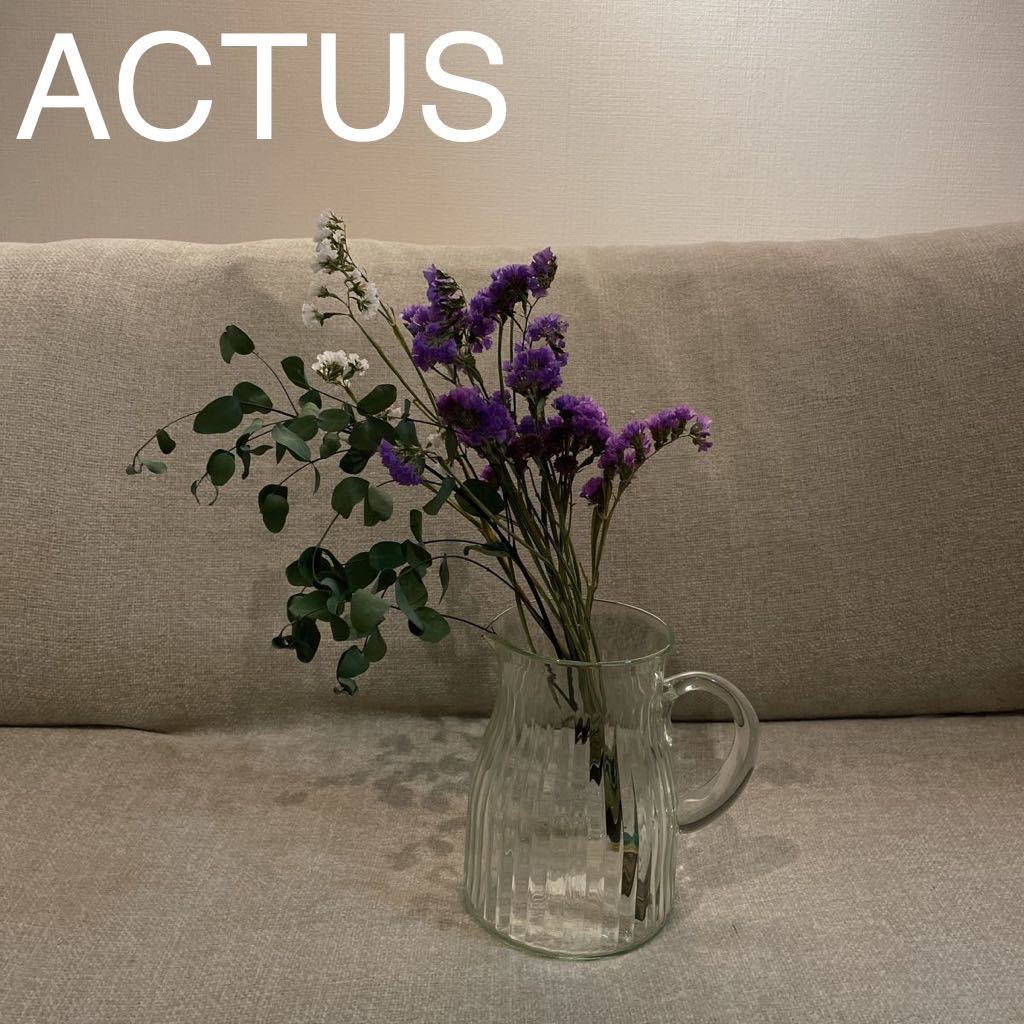 ACTUS フラワーベース ガラス クリア アクタス 花瓶 インテリア 美品 リューズガラス ピッチャー