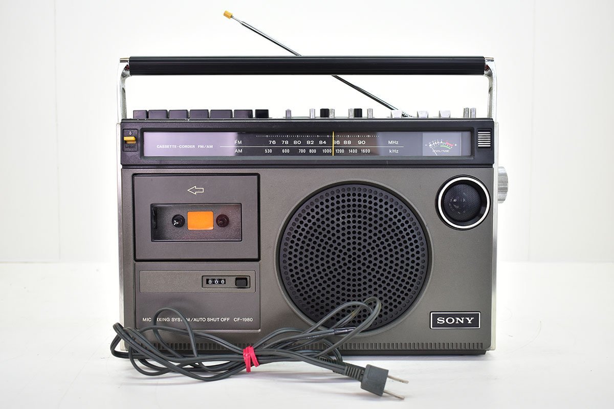 SONY CF-1980 ラジカセ ケーブル付き 再生OK[ソニー][RADIO CASSETTE RECORDER][昭和レトロ][当時物][k1]Mの画像1