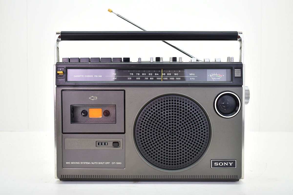 SONY CF-1980 ラジカセ ケーブル付き 再生OK[ソニー][RADIO CASSETTE RECORDER][昭和レトロ][当時物][k1]Mの画像2