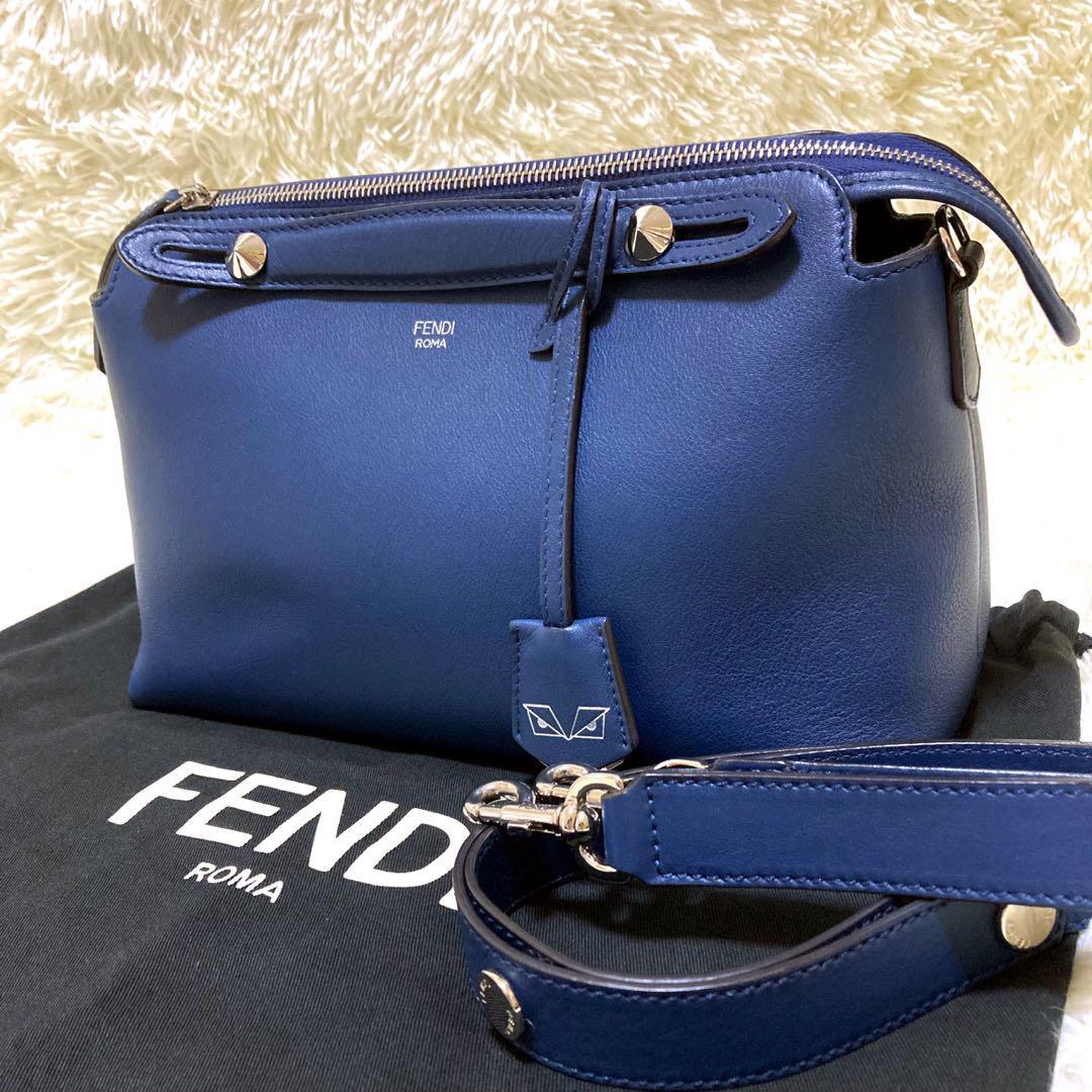 【美品】 フェンディ FENDI バイザウェイ モンスター 2way ミディアム ブルー 保存袋