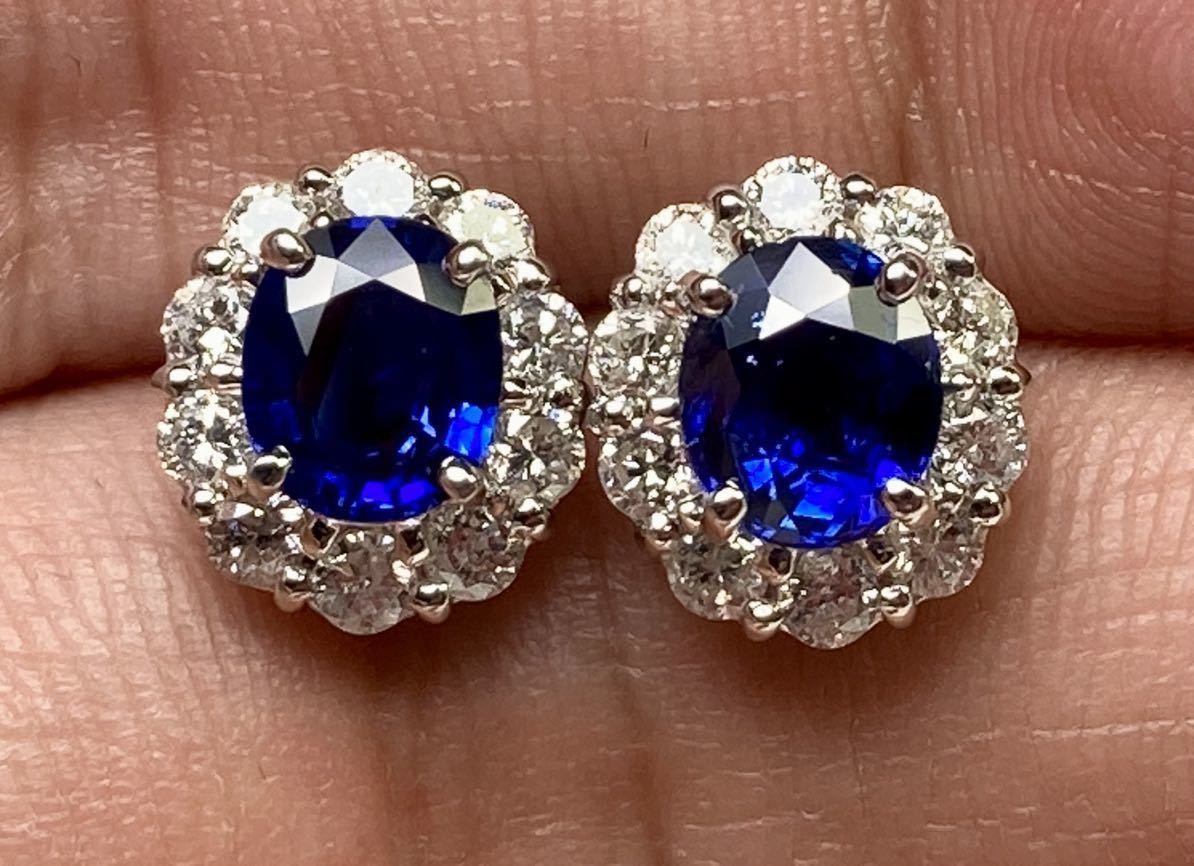 セブンイレブン 冬ギフト 2024 ◇新品◇ 天然サファイア 1.16/1.08ct ダイヤモンド ピアス D0 サファイア