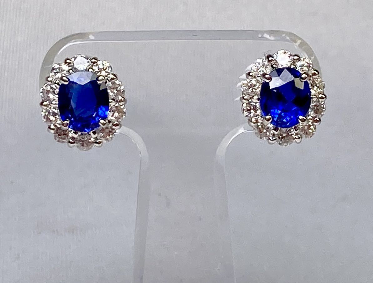 ◇新品◇ 天然サファイア 1.16/1.08ct ダイヤモンド ピアス D0.46ct×2