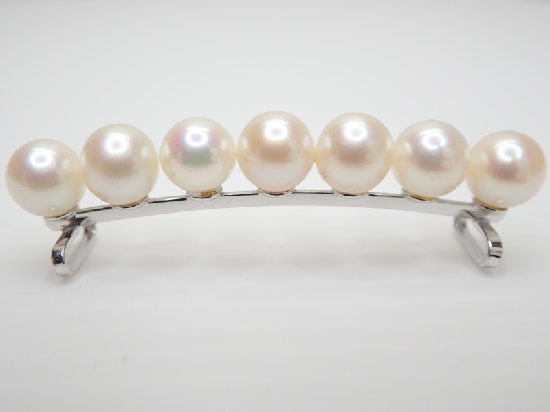 ショッピング特売 WG K14 本真珠約7-8mm 帯留め 5粒パール 和装小物