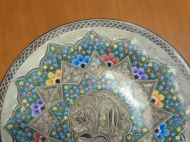 SALE【美品】トルコで購入　大判　彫金　銅製　メタルプレート　飾り皿　アンティーク_画像3