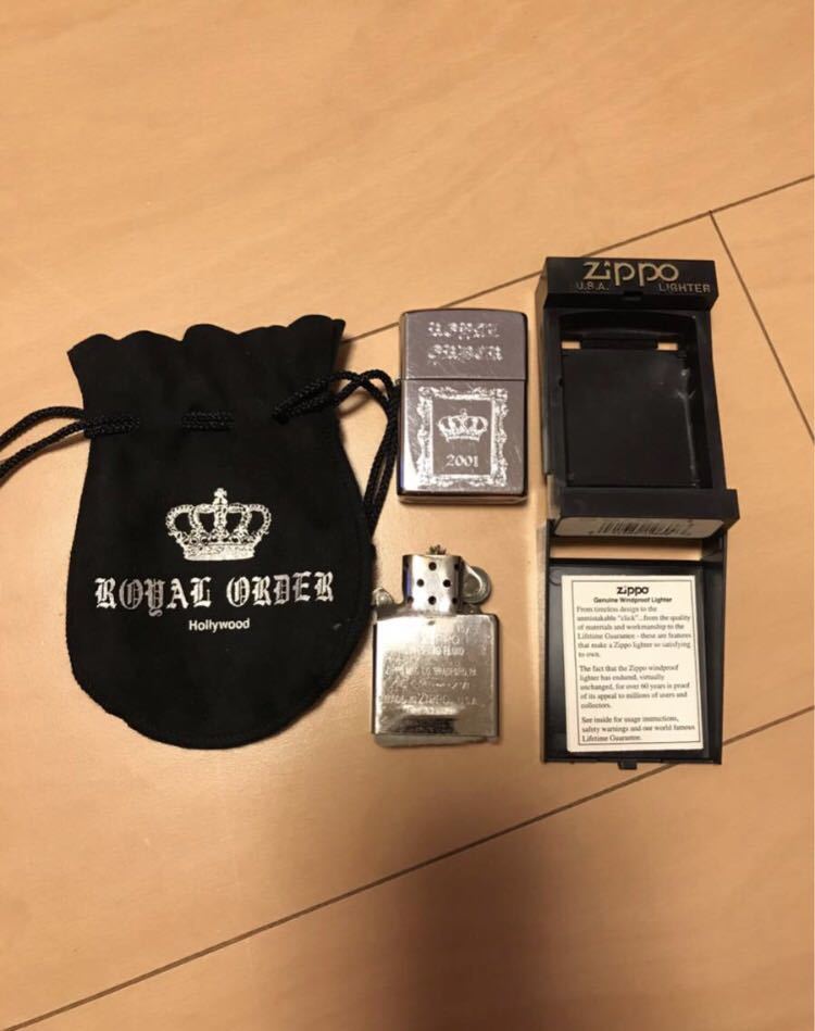 ROYAL ORDER Official Zippo CROWN ＆ JUSTIN DAVIS/ロイヤル・オーダー ジャスティン・デイビス 王冠クラウン/両面彫柄_画像1