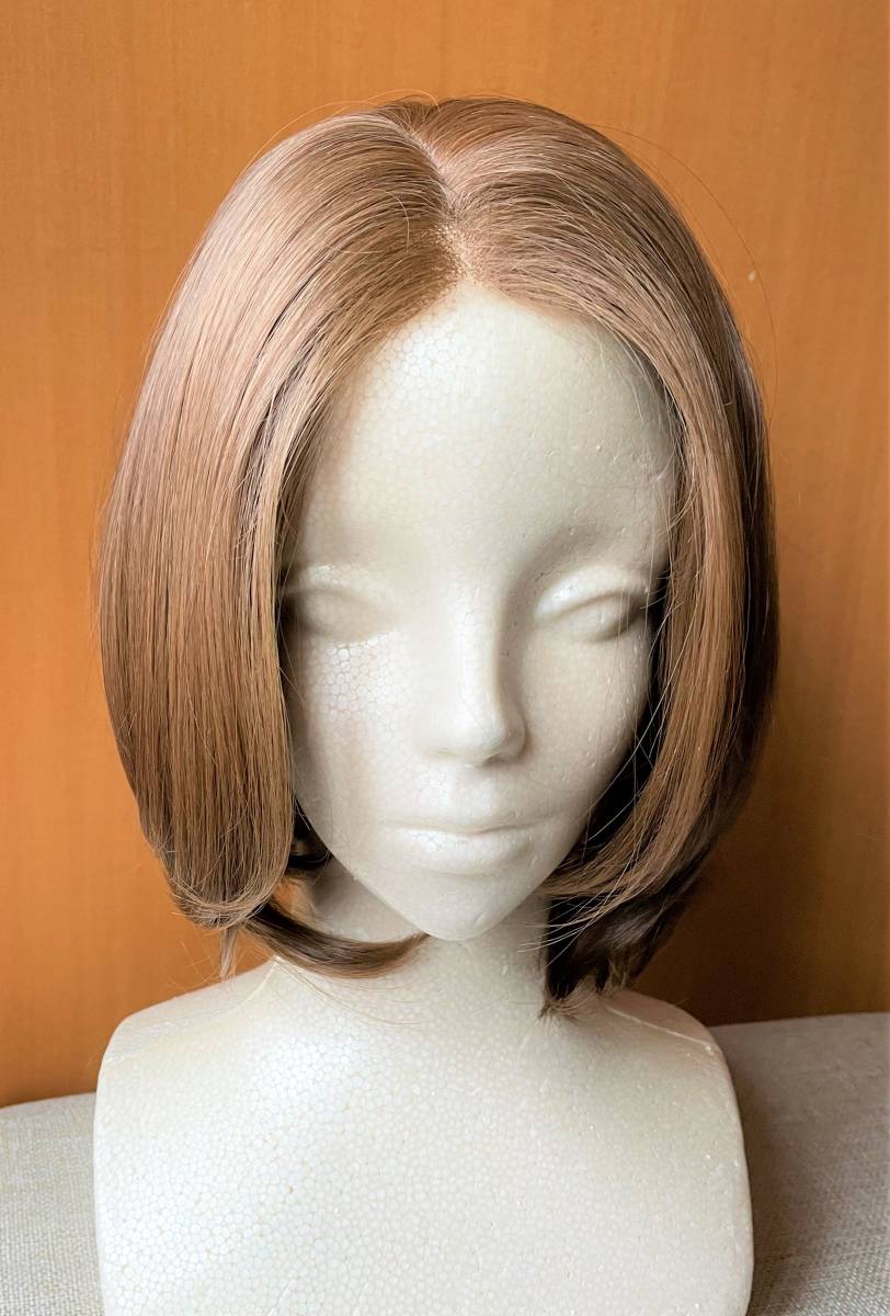  unused! medical care for wig [ total hand .., human work scalp wig ] Short one Len Bob light brown 