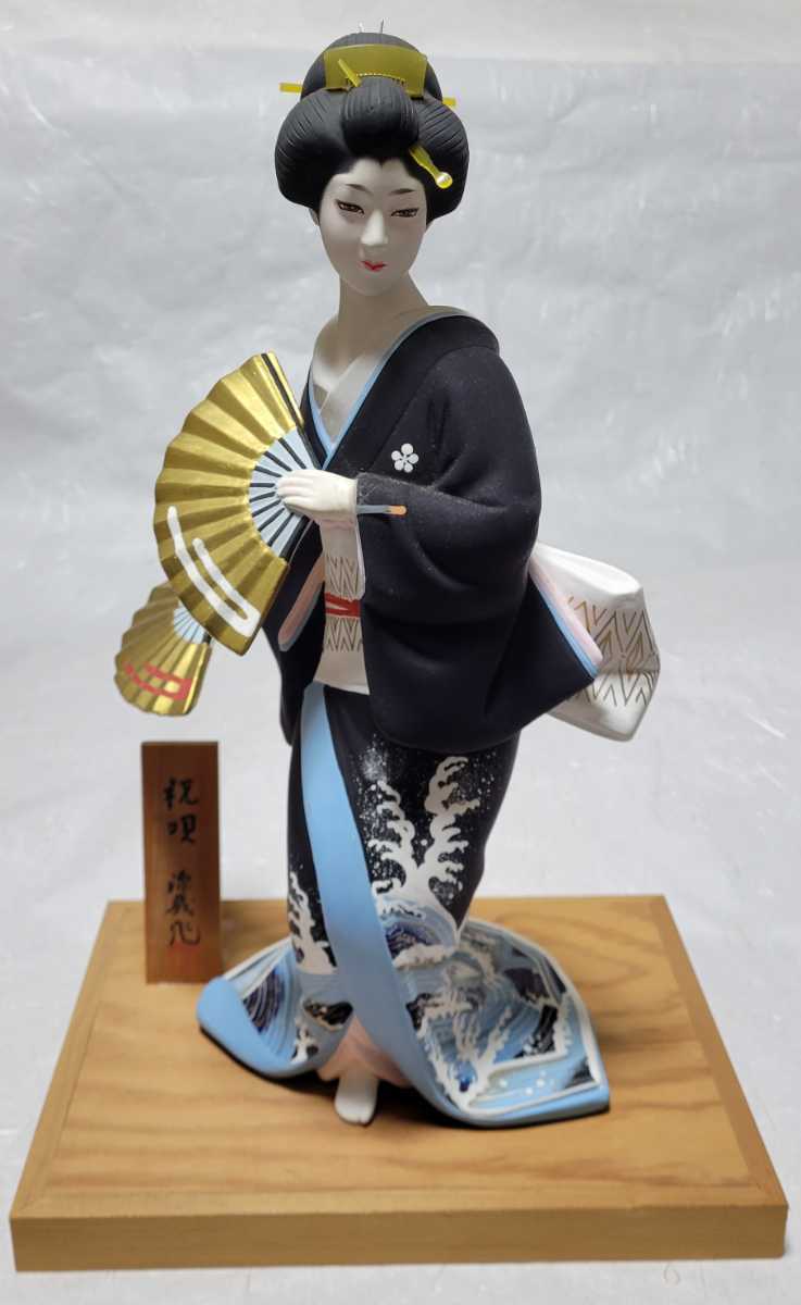 木製人形ケース（ガラスケース）30×24×45（黒桑塗り）日本人形博多人形