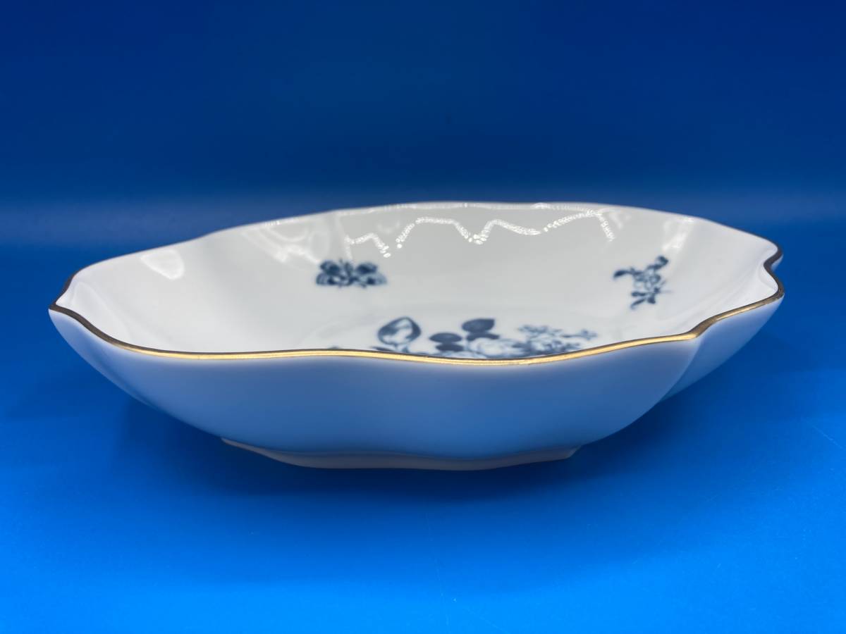 【未使用 保管品 箱なし】Meissen マイセン(ドイツ)　★ブルーフラワー プレート　★サイズ 192mm×151mm×高さ38mm_画像4