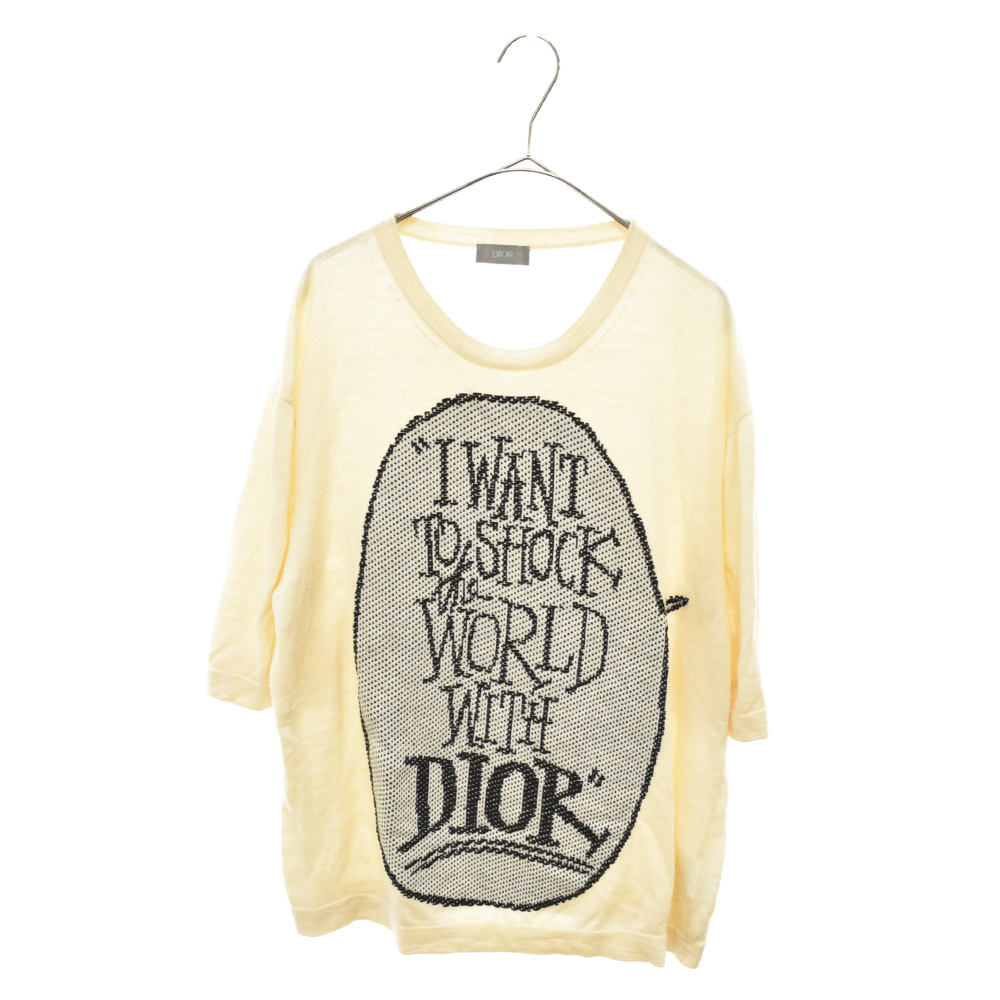 Dior/ 20AW/DIOR AND SHAWN/メッセージ刺繍ニットTシャツ 独特の上品