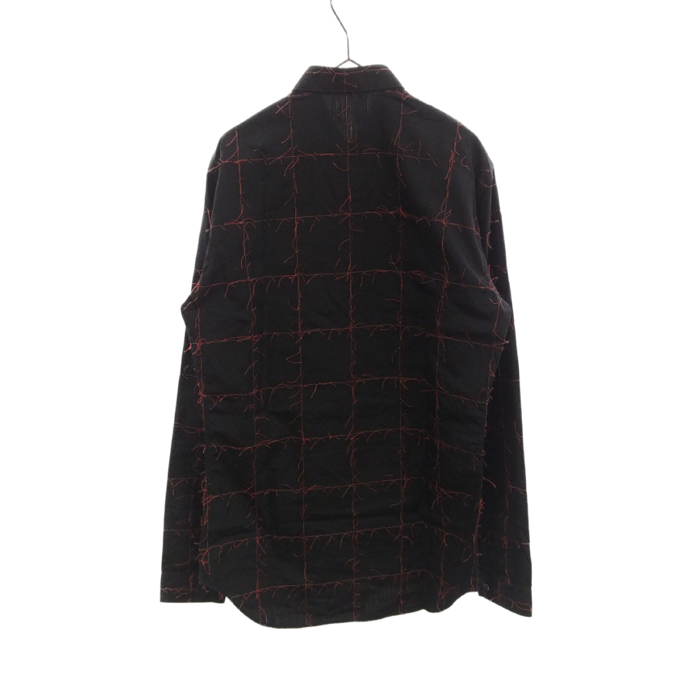 完璧 ディオール 17AW ステッチデザイン 長袖シャツ ブラック/レッド