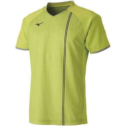 [62JA900737 XL]MIZUNO( Mizuno ) Uni game shirt lime green size XL new goods unused tag attaching badminton tennis 