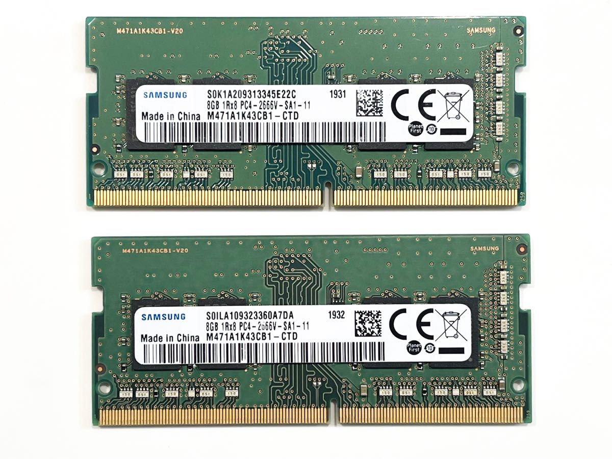 80/20クロス SAMSUNG 8GB×2枚 計16GB PC4-2400ノート用メモリ