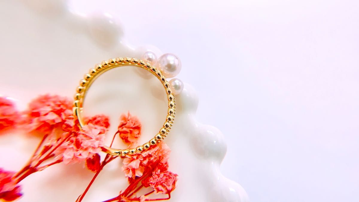 新品] K18YGイエローゴールド金天然あこやakoyaパールリング指輪 真珠