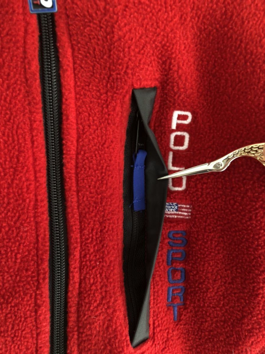 USA made 90s POLO SPORT pull over fender lease / L poly- red Polo Ralph Lauren Vintage O3-01048-2475 sale