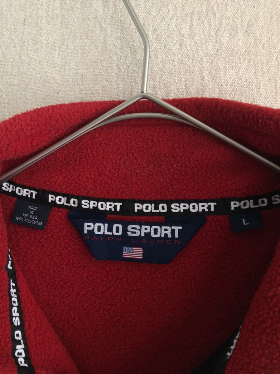 USA made 90s POLO SPORT pull over fender lease / L poly- red Polo Ralph Lauren Vintage O3-01048-2475 sale