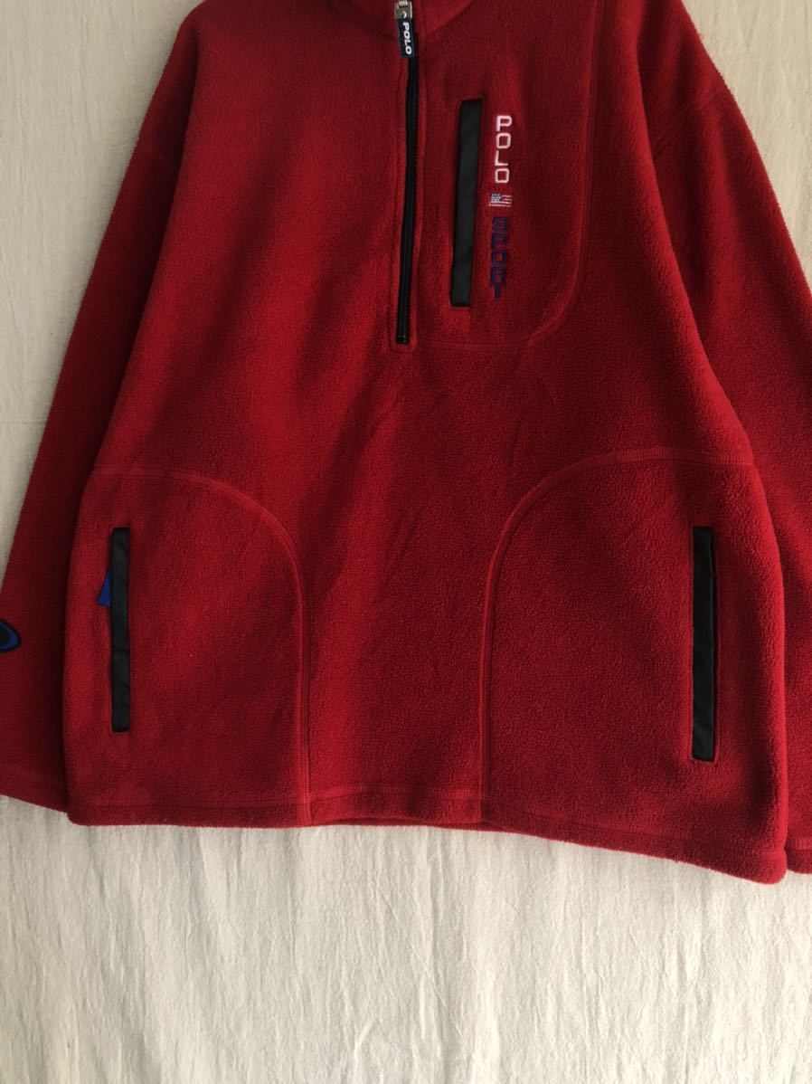 USA made 90s POLO SPORT pull over fender lease / L poly- red Polo Ralph Lauren Vintage O3-01048-2475 sale