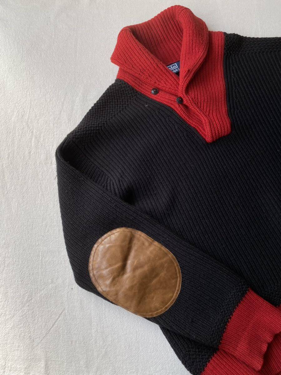 [ кашемир × хлопок ]90s Polo Ralph Lauren шаль цвет вязаный свитер / M патрубок patch Vintage USA K2-10041-8327 sale