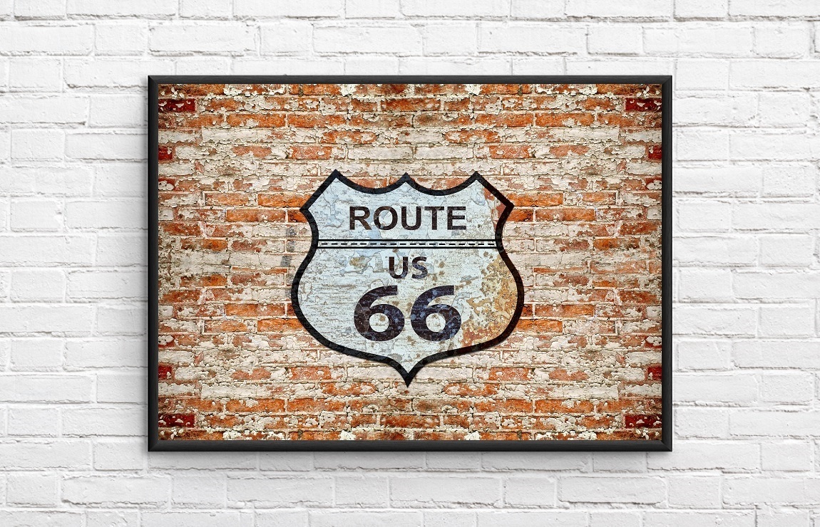 インテリアポスター ヴィンテージ アメリカン ルート 66 ROUTE 66 A2サイズ an3_画像1