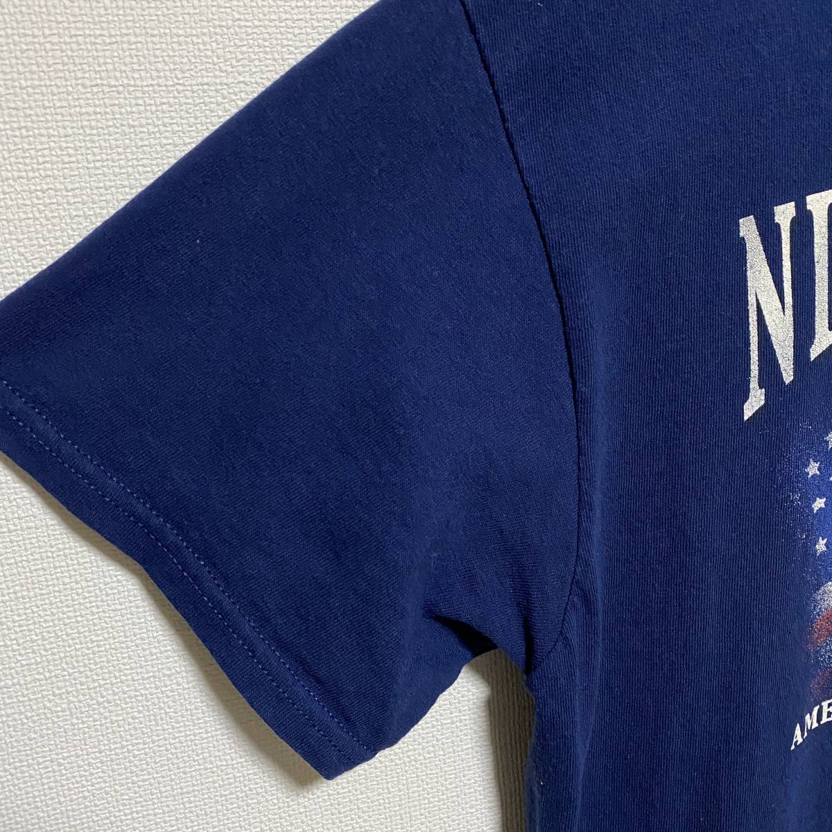 アメリカ古着　ナイアガラの滝　半袖Tシャツ　2018年　ネイビー　Mサイズ　コットン　星条旗　【J60】_画像6