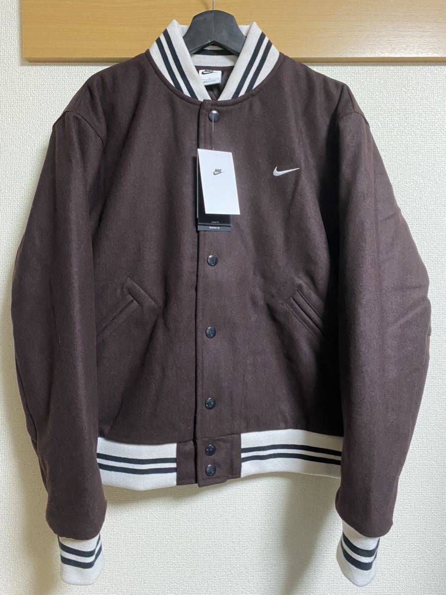 ☆新品 国内正規品 NIKE AS M NK AU VARSITY JACKET DQ5011-010 Lサイズ BROWN ナイキ バーシティ ジャケット スタジャン テックフリース_画像6