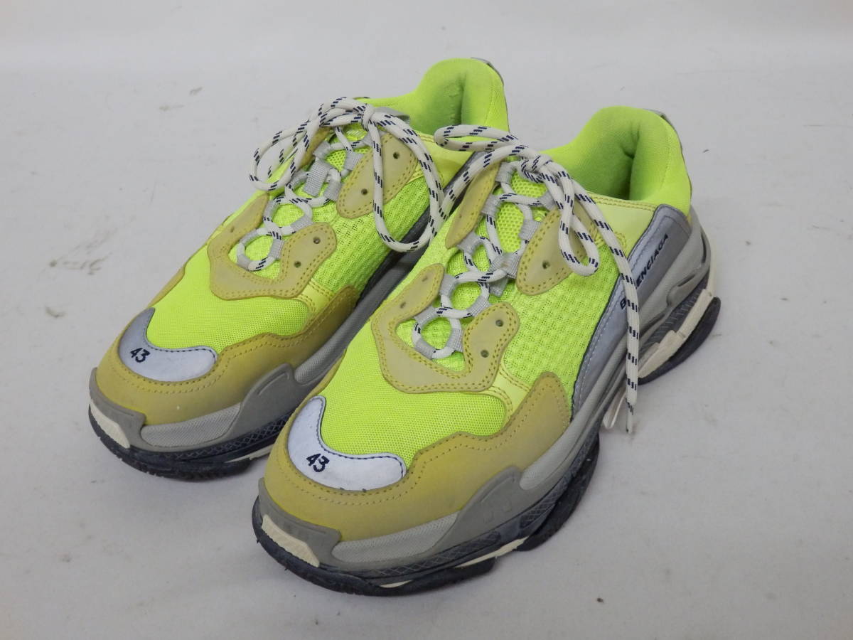 172C705A◆BALENCIAGA TRIPLE S Trainers バレンシアガ トリプル S トレーナー ネオンイエロー スニーカー 512175 サイズ43 28.5cm 中古