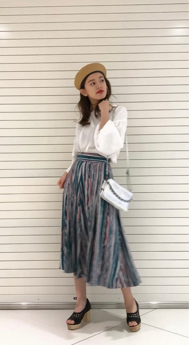 【ラグナムーン】paintingストライプフレアースカート