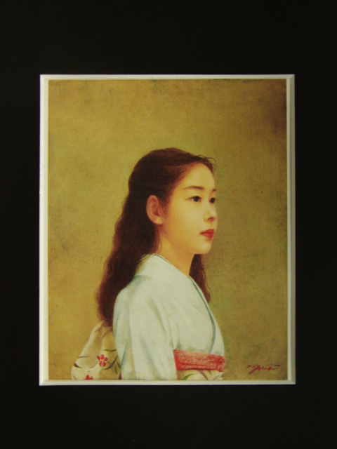 藤井勉、【少女】、貴重な画集画、新品高級額・額装付、状態良好、送料無料、洋画_画像3