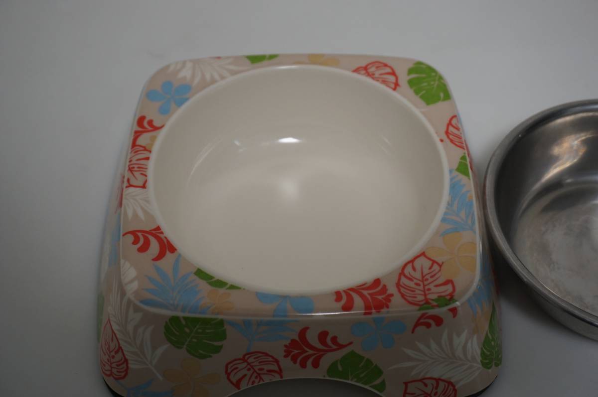  Hawaiian pattern * stainless steel * back surface rubber * for pets tableware 