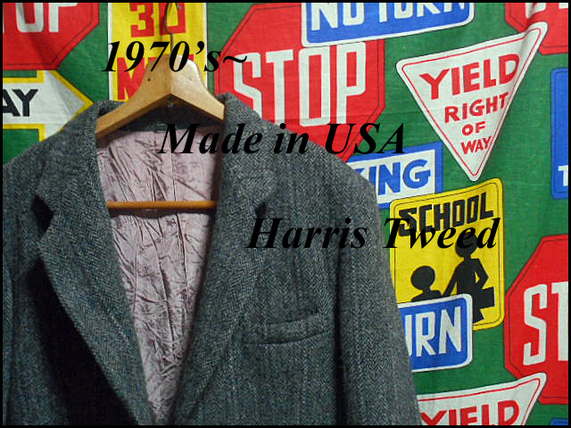 『1年保証』 ★ダークトーンがかっこいい1着★Made in Tweedハリスツィードジャケットウールジャケットビンテージ70s70年代L位 USA製アメリカ製Harris Lサイズ