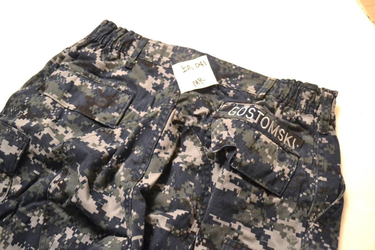 実物 米軍放出品 NAVY 米海軍 USN ネイビー NWU ブルー デジタル迷彩 パンツ M/R 戦闘服 ズボン トラウザー SEALS BDU A_画像3