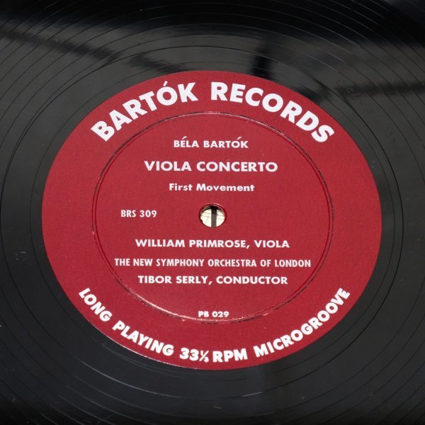 再生確認済*米国・重量盤【Bartok Records】ウィリアム・プリムローズ*BRS 309*バルトーク　ヴィオラ協奏曲_画像6