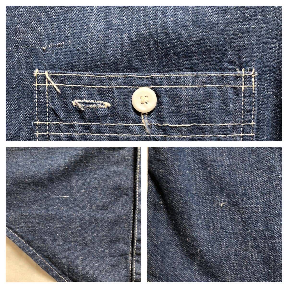 GOOD CONDITION !!1950's~SEARS VAT DYED DENIM WORK SHIRT GOOD CONDITION !!1950's~SEARS VAT DYED DENIM WORK SHIRT