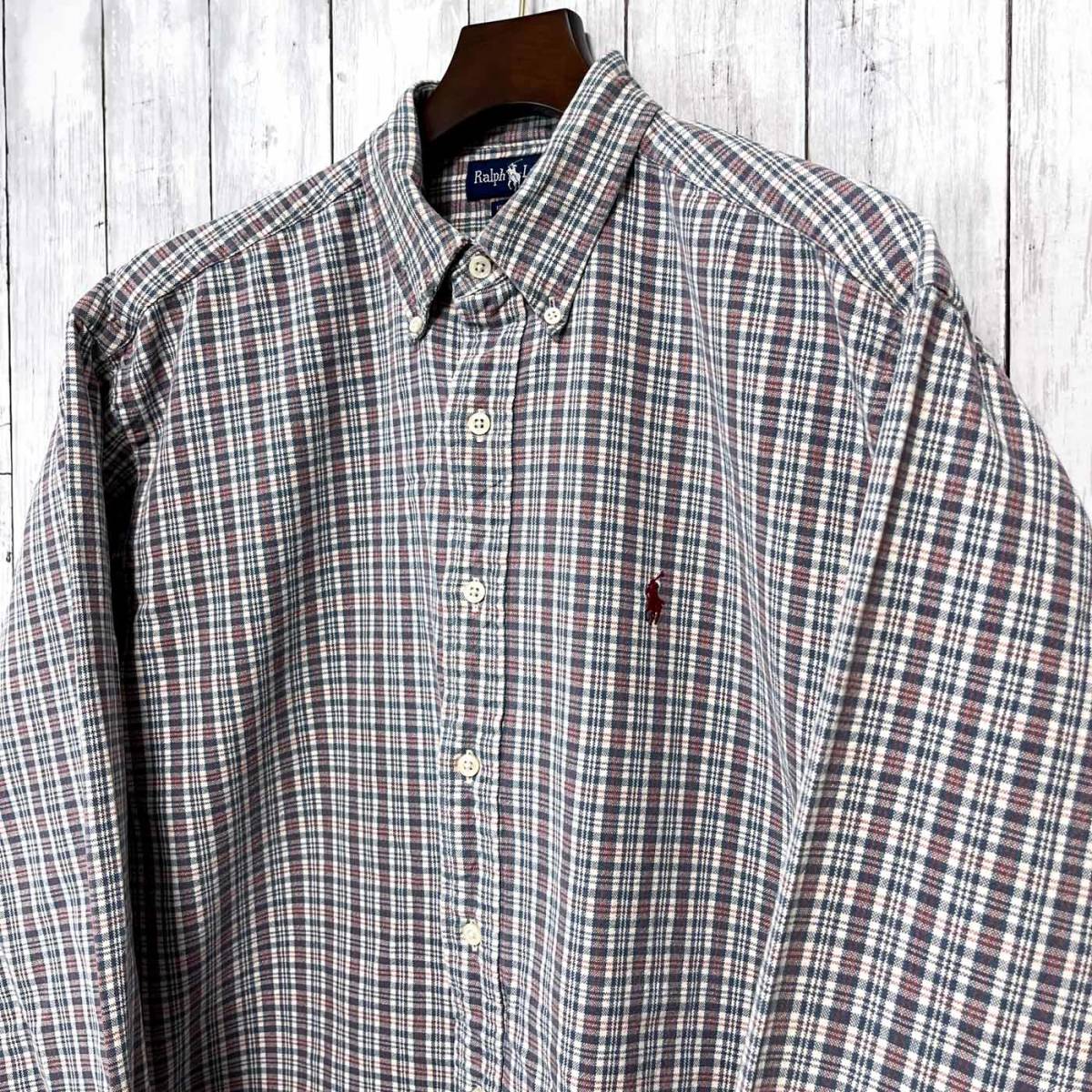 ラルフローレン Ralph Lauren 厚手 チェックシャツ 長袖シャツ メンズ ワンポイント Lサイズ 2-974_画像3