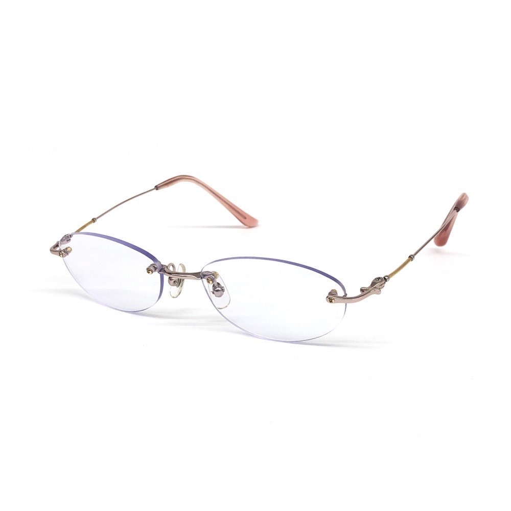 格安即決 良好 PARIS MIKI パリミキ メガネフレーム ピンク K18使用 ツーポイント レディース 眼鏡 サングラス sunglasses  服飾小物