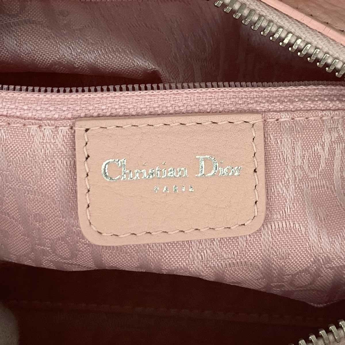美品 Christian Dior クリスチャンディオール レディディオール カナージュ ハンドバッグ ピンク レザー レディース bag 鞄