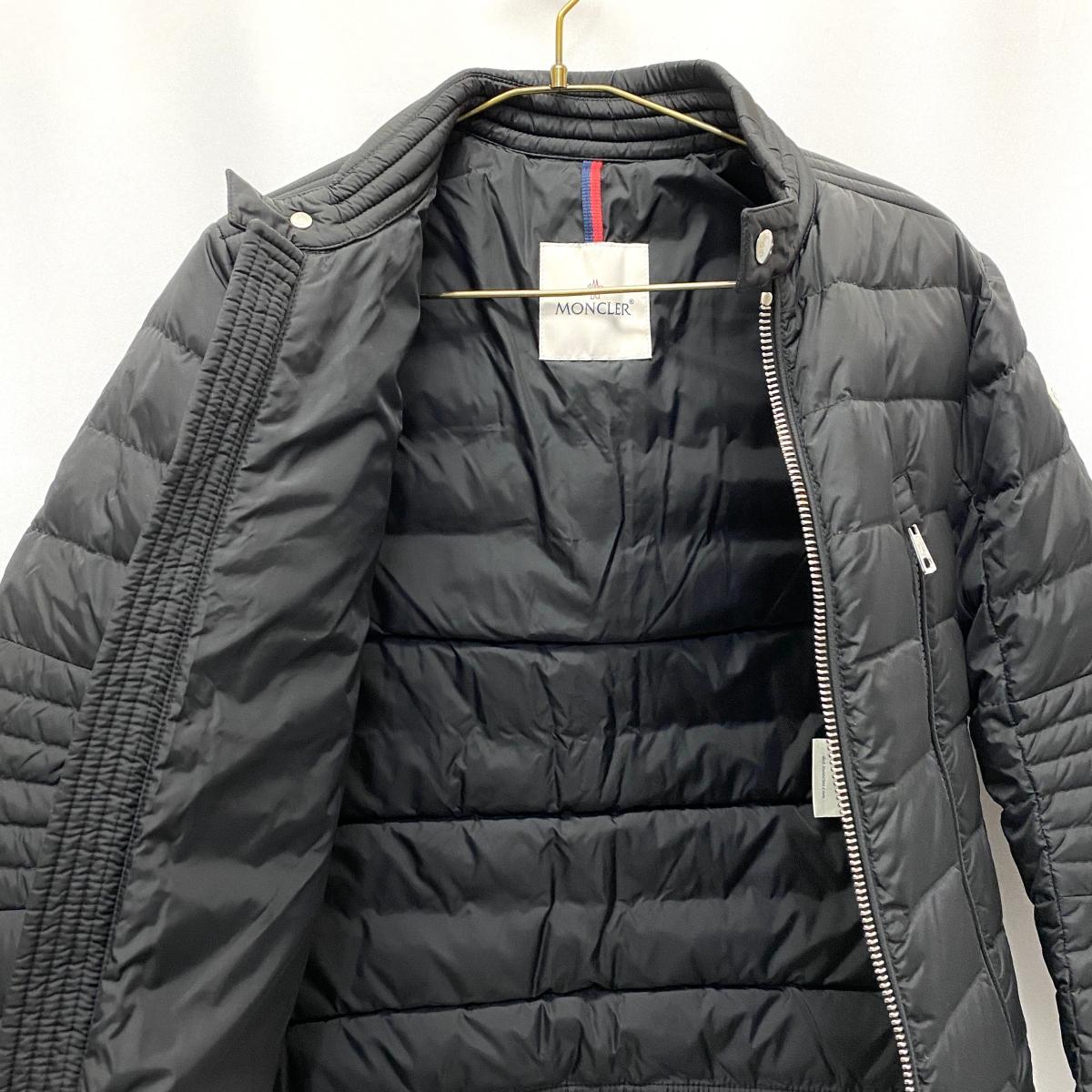 美品◇MONCLER モンクレール AMIOT ダウンジャケット 0◇ ブラック メンズ 18AW エミオット ライダースダウンジャケット アウター KI1004 MONCLERライダースダウン メンズ