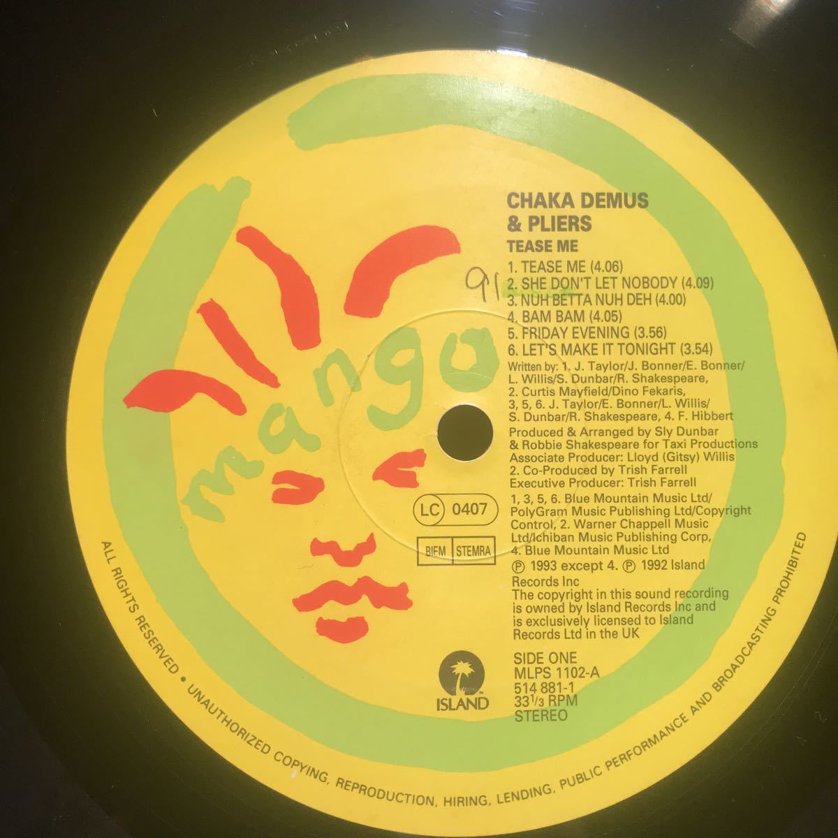 Chaka Demus & Pliers / Tease Me UK original LP record 