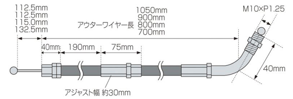 アクティブ アジャスタブルスロットルワイヤーのみ１本【Type-1 800mm】1060180_画像3