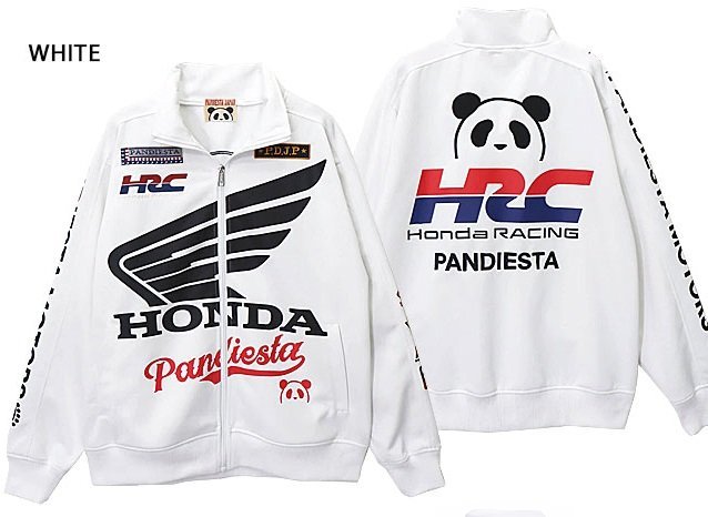 HONDA×PANDIESTA HRC WING柄フルジップジャージ◆PANDIESTA JAPAN ホワイトXXLサイズ 592504 パンディエスタジャパン パンダ 本田技研工業_画像1